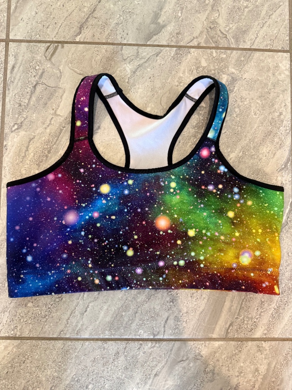 Fiercepulse Sports Bra in Colorful Universe, Size XXL
